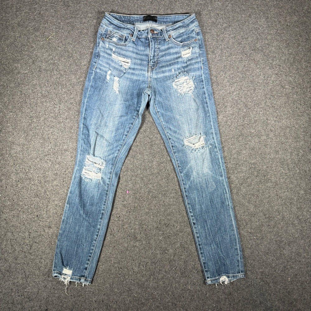 Buckle Black Fit No. 93 Ankle Skinny Distressed Jeans Women Size 27 Medium Wash